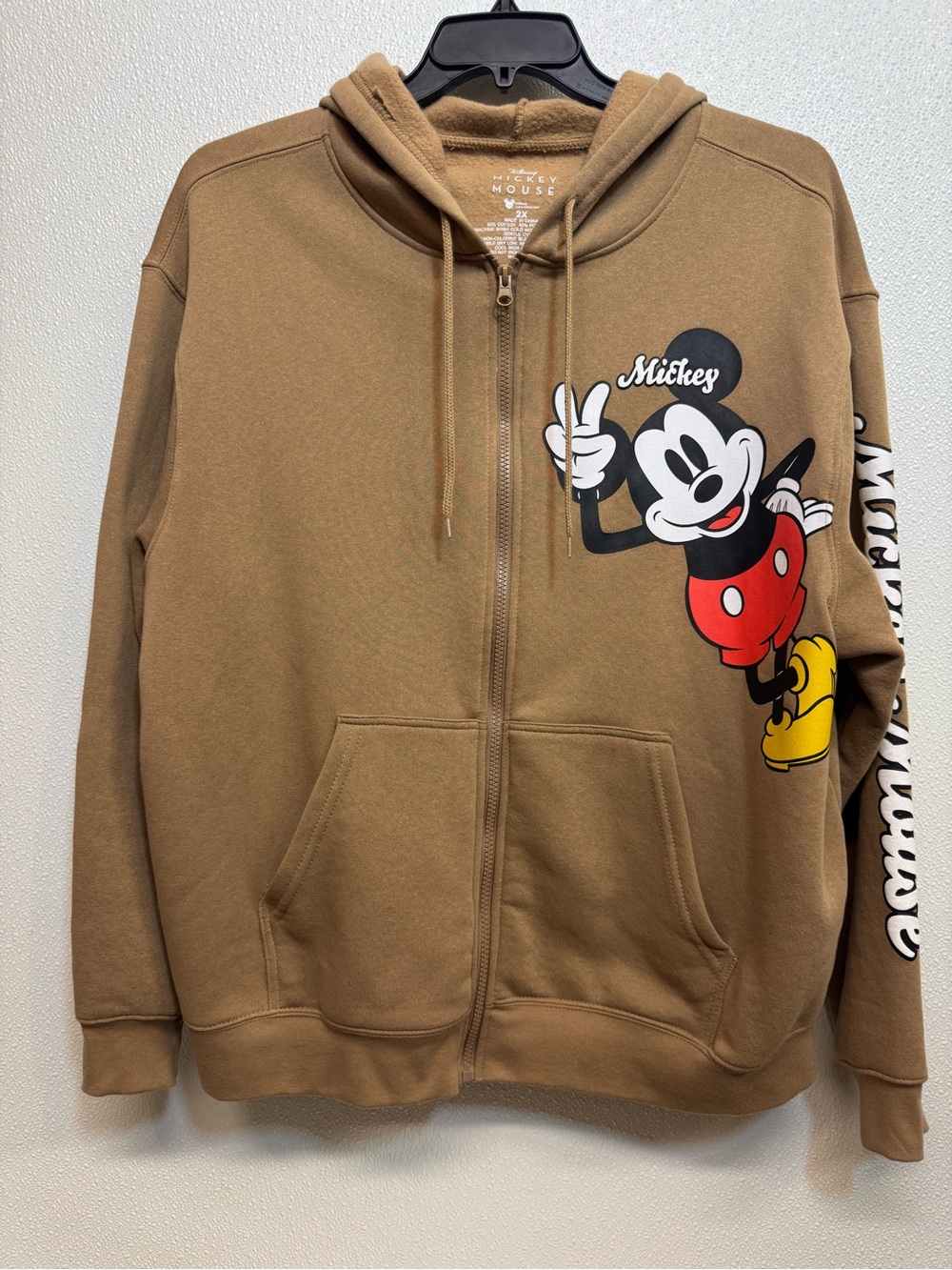 Disney Mickey Mouse Fleece-Lined Camel Hoodie Sz 2X (D-100)
